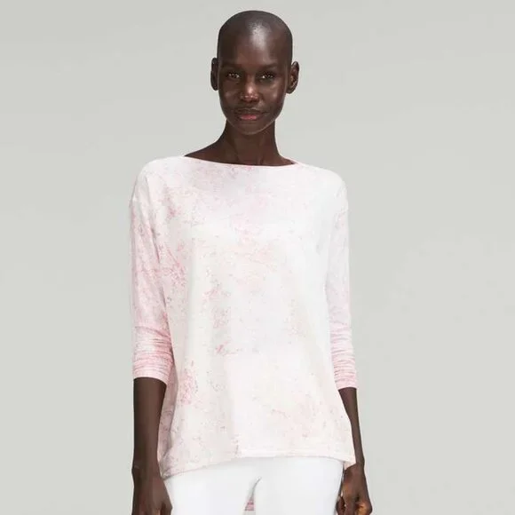 Lululemon Women's Back in Action Long Sleeve Shirt - White/Pink - Picture 1 of 7